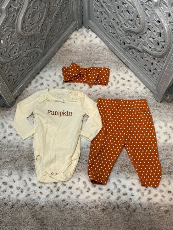 Tahari Other - Tahari matching set baby girls 3-6 months polka dot fall Thanksgiving pumpkin